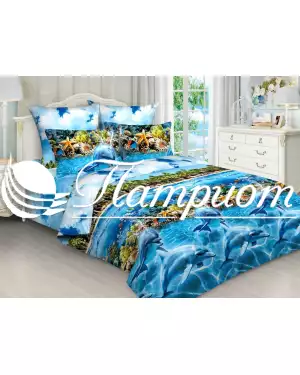 КПБ 2.0 спальный с Евро простыней, набивная бязь 125 г/м² 4292